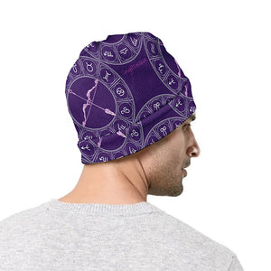 Purple Sagittarius Zodiac Pattern Print Beanie