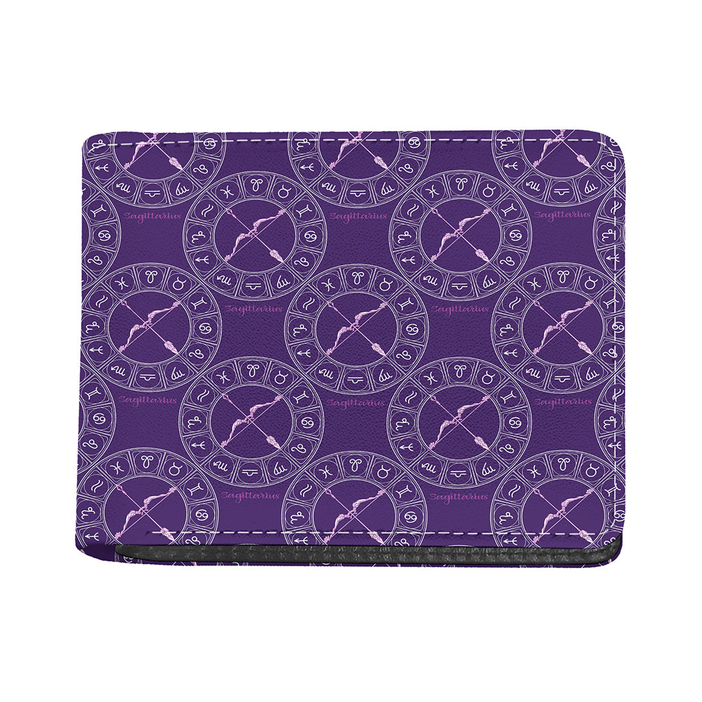 Purple Sagittarius Zodiac Pattern Print Bifold Wallet