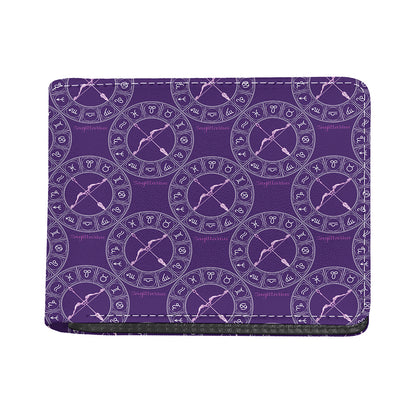 Purple Sagittarius Zodiac Pattern Print Bifold Wallet