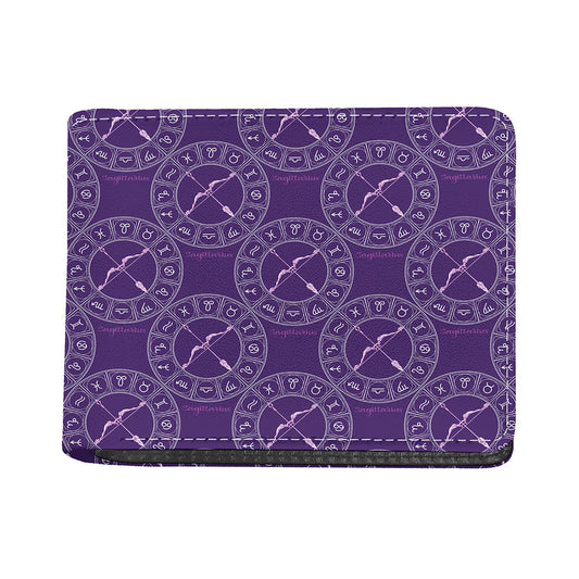 Purple Sagittarius Zodiac Pattern Print Bifold Wallet