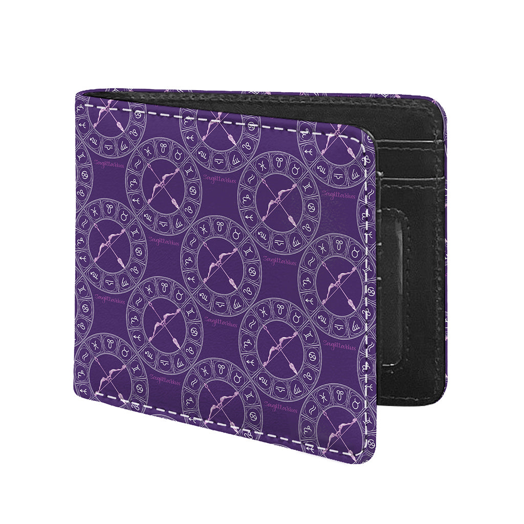Purple Sagittarius Zodiac Pattern Print Bifold Wallet