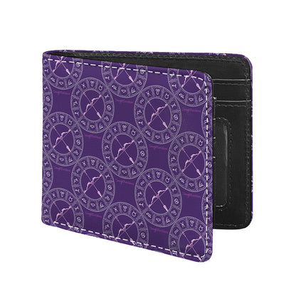 Purple Sagittarius Zodiac Pattern Print Bifold Wallet
