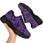 Purple Sagittarius Zodiac Pattern Print Black Chunky Shoes