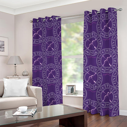Purple Sagittarius Zodiac Pattern Print Blackout Grommet Curtains