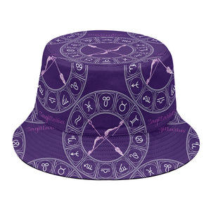 Purple Sagittarius Zodiac Pattern Print Bucket Hat