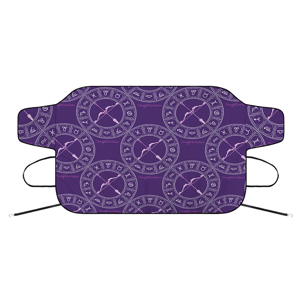 Purple Sagittarius Zodiac Pattern Print Car Windshield Snow Cover