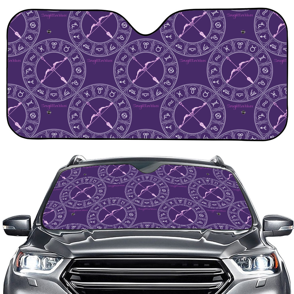 Purple Sagittarius Zodiac Pattern Print Car Windshield Sun Shade