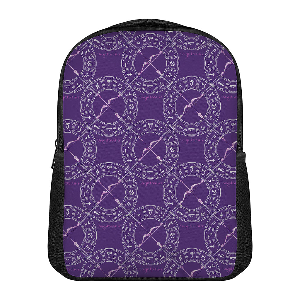 Purple Sagittarius Zodiac Pattern Print Casual Backpack