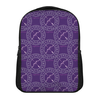 Purple Sagittarius Zodiac Pattern Print Casual Backpack