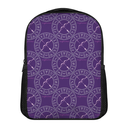 Purple Sagittarius Zodiac Pattern Print Casual Backpack