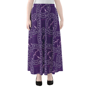 Purple Sagittarius Zodiac Pattern Print Chiffon Maxi Skirt