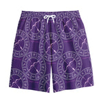 Purple Sagittarius Zodiac Pattern Print Cotton Shorts