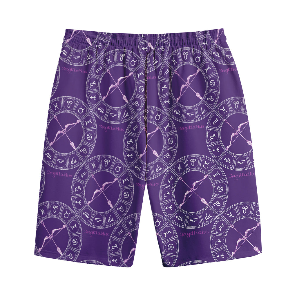 Purple Sagittarius Zodiac Pattern Print Cotton Shorts