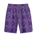 Purple Sagittarius Zodiac Pattern Print Cotton Shorts