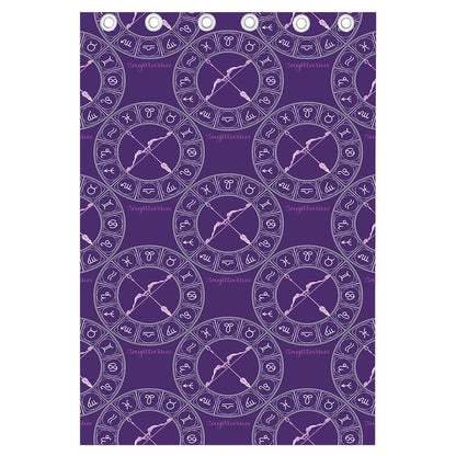 Purple Sagittarius Zodiac Pattern Print Curtain