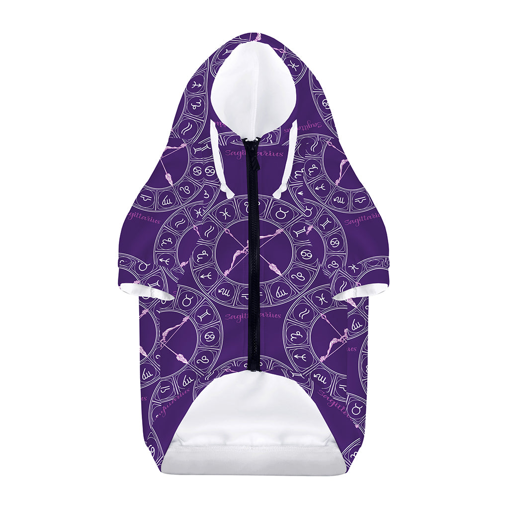 Purple Sagittarius Zodiac Pattern Print Dog Zip Up Hoodie