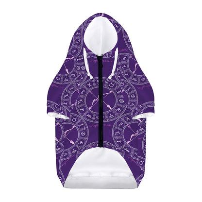 Purple Sagittarius Zodiac Pattern Print Dog Zip Up Hoodie