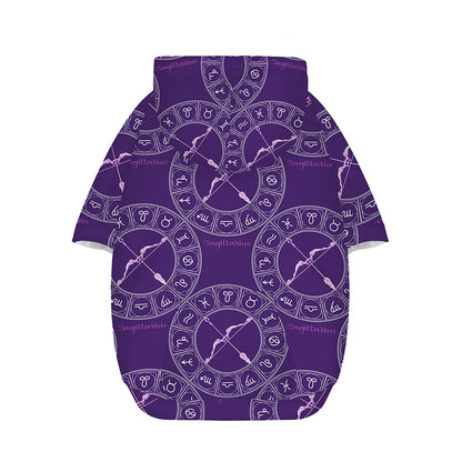 Purple Sagittarius Zodiac Pattern Print Dog Zip Up Hoodie
