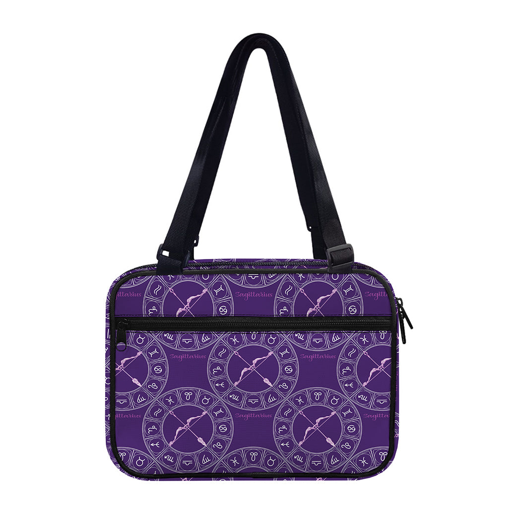 Purple Sagittarius Zodiac Pattern Print Double Strap Bible Bag