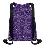 Purple Sagittarius Zodiac Pattern Print Drawstring Backpack