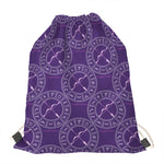 Purple Sagittarius Zodiac Pattern Print Drawstring Bag