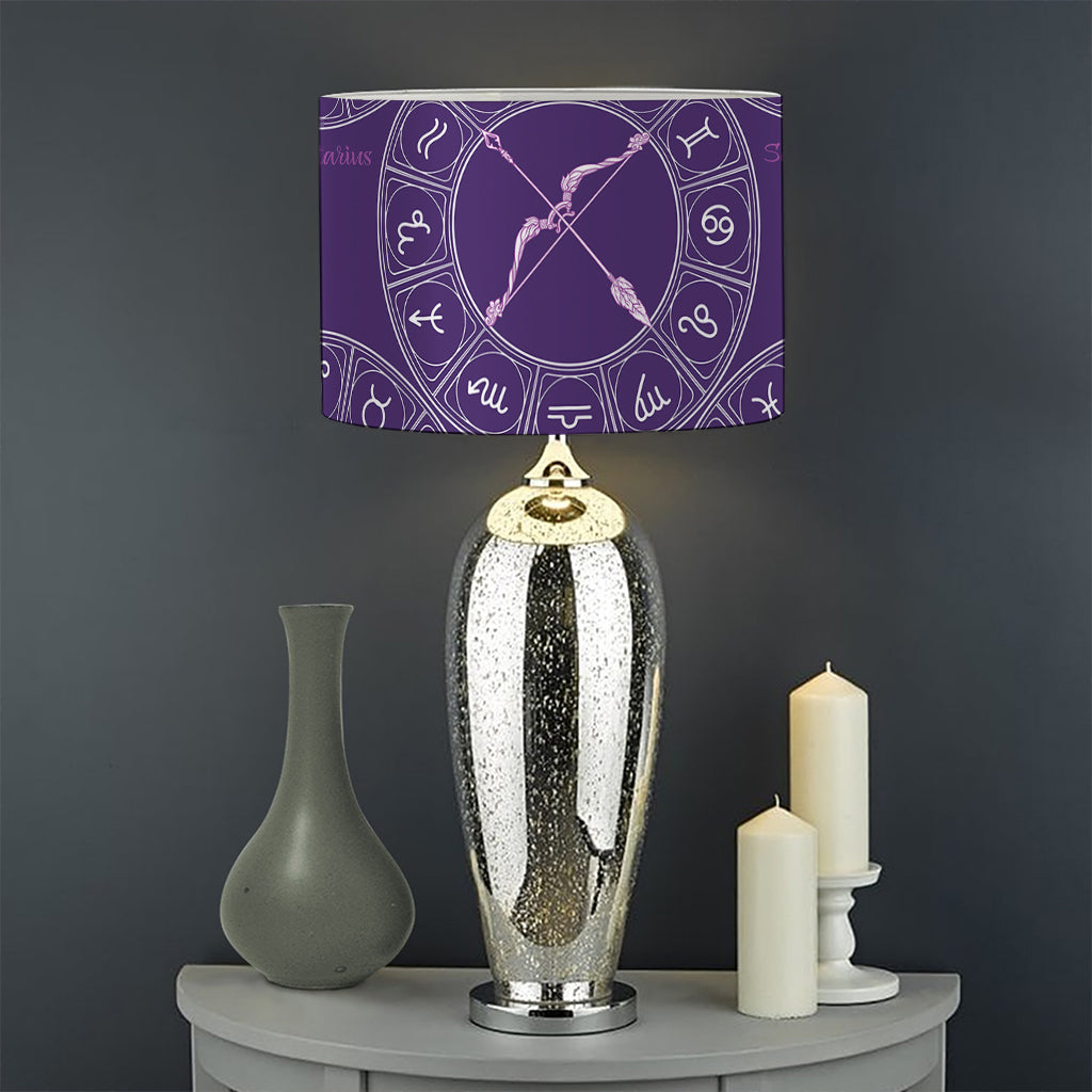 Purple Sagittarius Zodiac Pattern Print Drum Lamp Shade