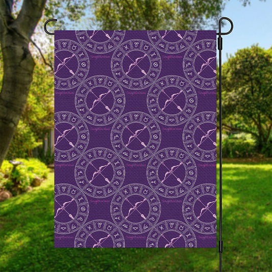 Purple Sagittarius Zodiac Pattern Print Garden Flag