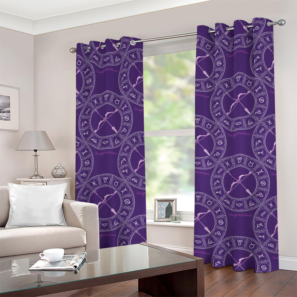 Purple Sagittarius Zodiac Pattern Print Grommet Curtains