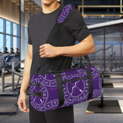 Purple Sagittarius Zodiac Pattern Print Gym Bag