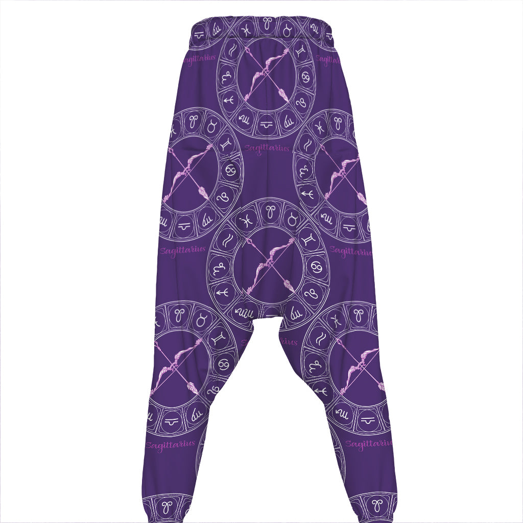 Purple Sagittarius Zodiac Pattern Print Hammer Pants