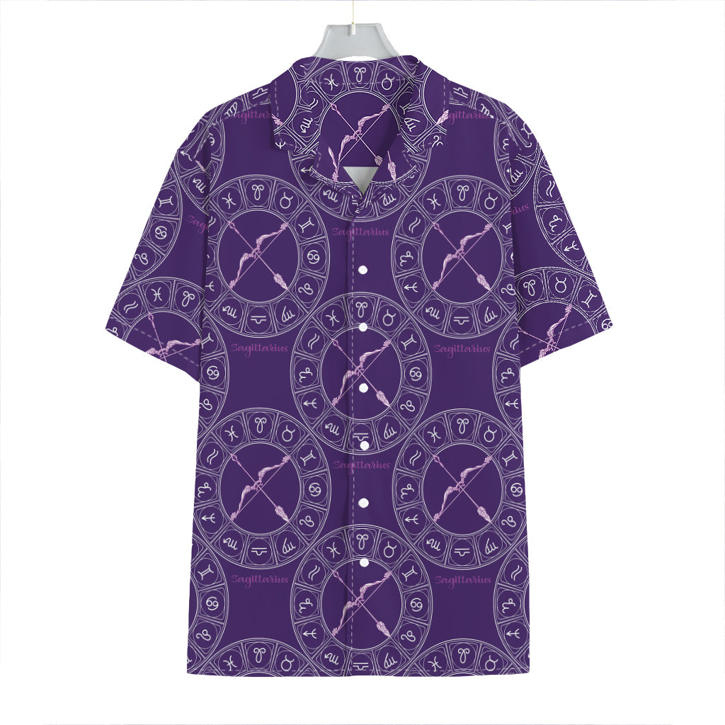 Purple Sagittarius Zodiac Pattern Print Hawaiian Shirt