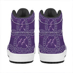 Purple Sagittarius Zodiac Pattern Print High Top Leather Sneakers