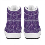 Purple Sagittarius Zodiac Pattern Print High Top Leather Sneakers