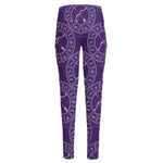 Purple Sagittarius Zodiac Pattern Print High-Waisted Pocket Leggings