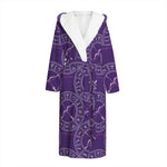 Purple Sagittarius Zodiac Pattern Print Hooded Bathrobe