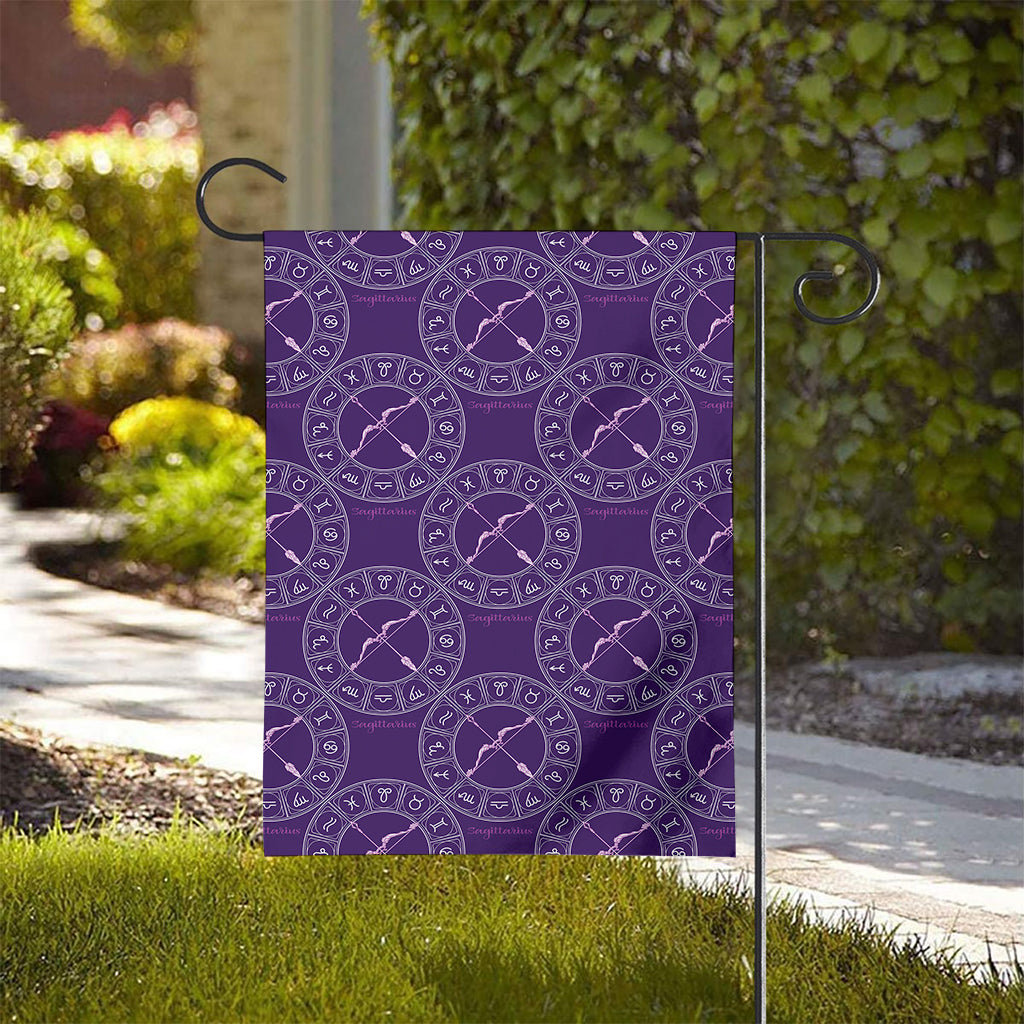Purple Sagittarius Zodiac Pattern Print House Flag