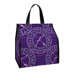 Purple Sagittarius Zodiac Pattern Print Insulated Lunch Tote