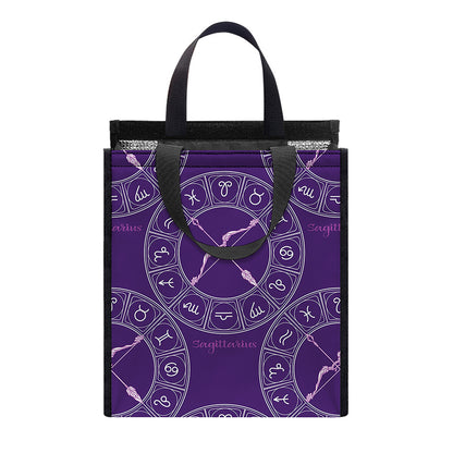 Purple Sagittarius Zodiac Pattern Print Insulated Lunch Tote