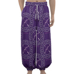 Purple Sagittarius Zodiac Pattern Print Lantern Pants