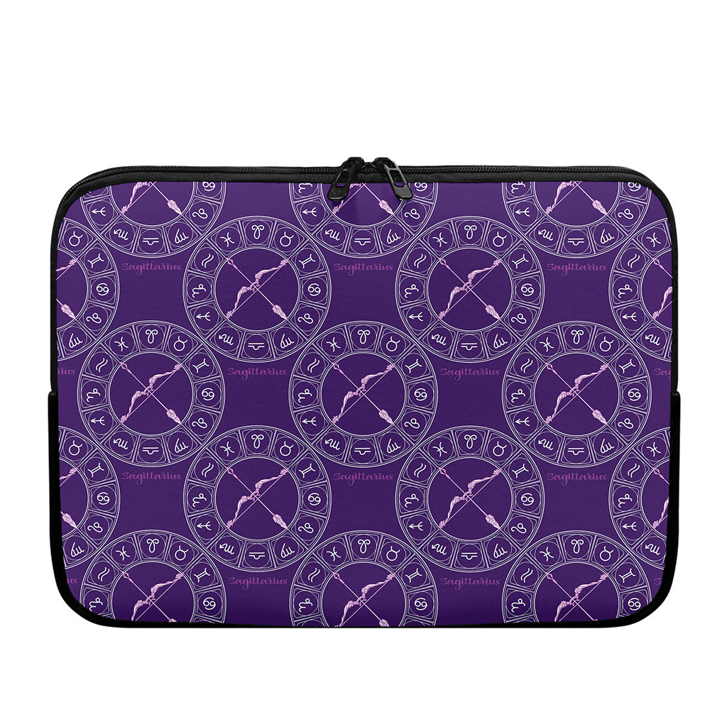 Purple Sagittarius Zodiac Pattern Print Laptop Sleeve