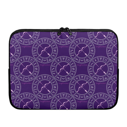 Purple Sagittarius Zodiac Pattern Print Laptop Sleeve