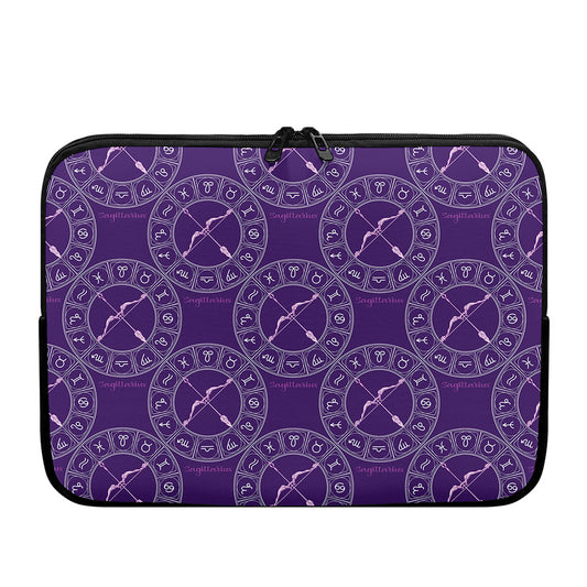 Purple Sagittarius Zodiac Pattern Print Laptop Sleeve