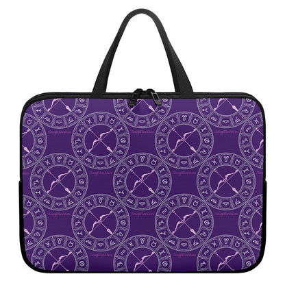 Purple Sagittarius Zodiac Pattern Print Laptop Sleeve With Handle