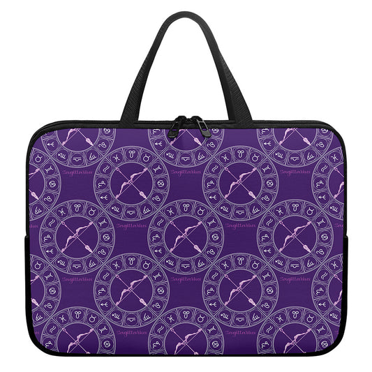 Purple Sagittarius Zodiac Pattern Print Laptop Sleeve With Handle