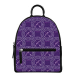 Purple Sagittarius Zodiac Pattern Print Leather Backpack