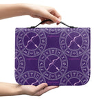 Purple Sagittarius Zodiac Pattern Print Leather Bible Cover
