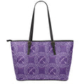 Purple Sagittarius Zodiac Pattern Print Leather Tote Bag With Zipper