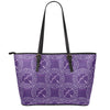 Purple Sagittarius Zodiac Pattern Print Leather Tote Bag