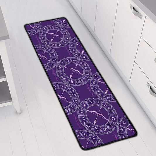 Purple Sagittarius Zodiac Pattern Print Long Kitchen Mat