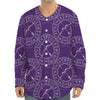 Purple Sagittarius Zodiac Pattern Print Long Sleeve Baseball Jersey